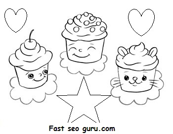 Print out Birthday mufien cake coloring pages